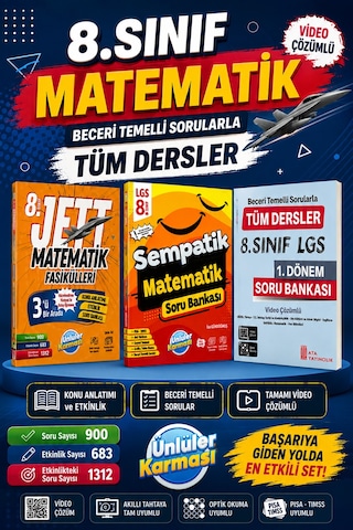 8.sınıf Jett Matematik Fasikülleri-sempatik Matematik Soru Bankası -1.dönem Tüm Dersler Soru Bankası