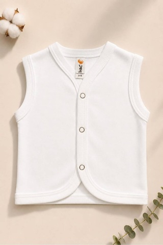 H&c Coolboy H & C %100 Pamuk 2'li Bebek Yeleği Çıtçıtlı Kolsuz İç Yelek 0-36 Ay Beyaz