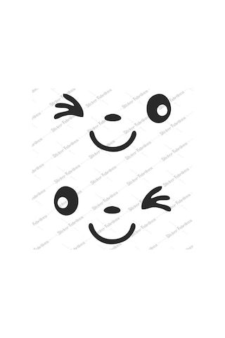 2 Adet Araba Araç Oto Yan Ayna Gülen Yüz Araba Sticker 00968
