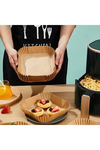 Lirazon Airfryer Pişirme Kağıdı 50 Adet Kare Fırın Tepsisi Yanmaz Yapışmaz Gıda Parşömeni Sıcak Hava Sku: Smg8690010532558 Ahşap