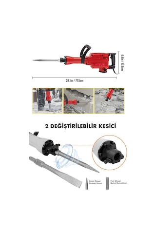 Assur ASR515 1800W 16 KG Darbeli Kırıcı Delici Hilti Kırmızı