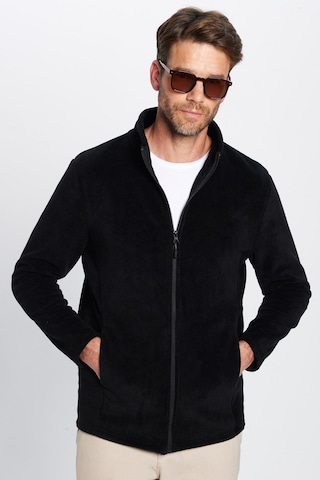 Tudors Unisex Siyah Anti-pilling Tüylenme Yapmayan Standart Fit Tam Fermuarlı Soğuk Geçirmez Polar Hırka-32472 Sİyah