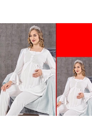 Birolgaye Limissi 2106 Hamile Lohusa Pijama Takımı Ekru