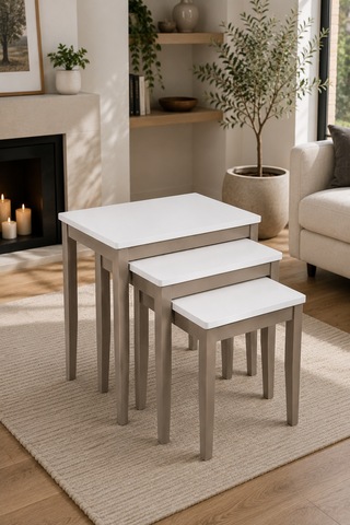 Ganni Home Briza 3 Lü Zigon Sehpa Seti Krem Platin Gürgen İskeletli, İç İçe Geçebilen Modern Ve Kullanışlı Tasarım