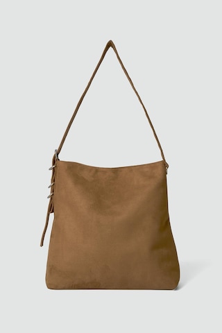 Shule Bags Vague Süet Omuz Çantası Camel Camel