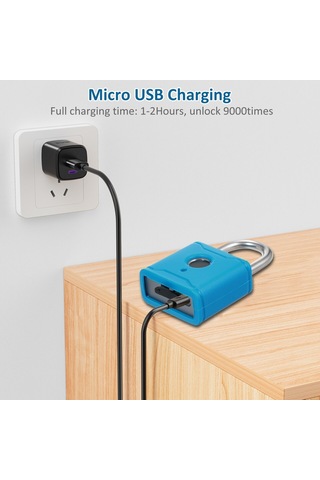 Jokmae Bluetooth Biyometrik Kilit, 20 Parmak Kaydı, Mavi, T1004d Model