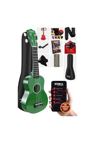 Midex Ukx-901gr Yeşil Soprano Ukulele Askı Çanta Metod Pena