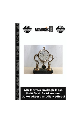 Altı Mermer Sarkaşlı Masa Üstü Saat Ev Aksesuarı Dekor Aksesuar Ofis Hediyesi