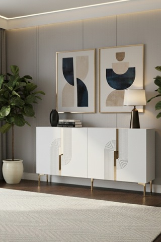 Ka1516 Meyra Konsol Ve Tv Sehpası 150cm Beyaz-gold