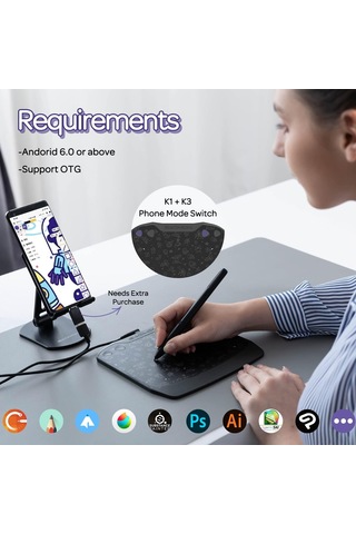 Gaomon S630 5x3.2 Inc Osu 4 Ekspres Tuşlu Grafik Tabletler