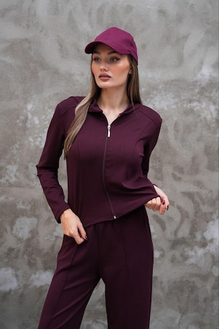 Elaxi Modal Kumaş Slim Fit Kapüşonlu İkili Takım Bordo