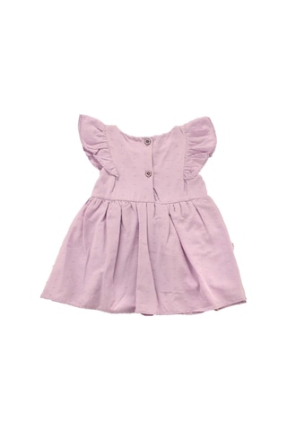 Düğme Detaylı Fırfırlı Puantiyeli Kız Elbise Bipamuk 001