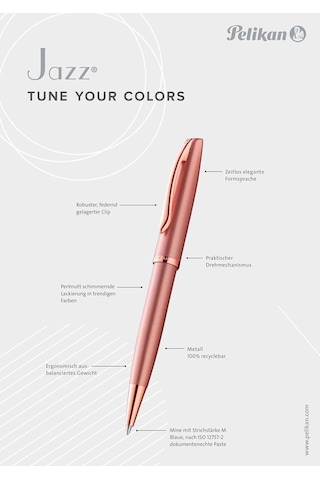 Pelikan Tükenmez Kalem Jazz Noble, Pembe Pembe , Sağ Elini Kullananlar Ve Solaklar İçin, Şık Metal Tükenmez Kalem Genel
