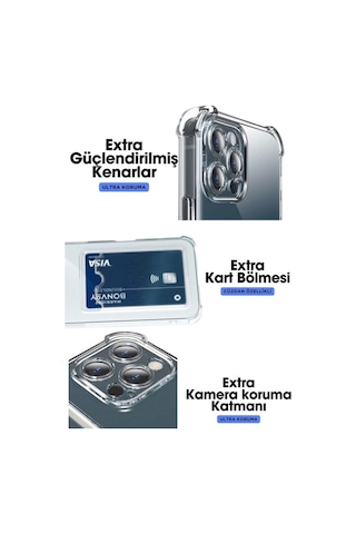 Samsung Galaxy S22 Ultra Uyumlu Kartlık Bölmeli Şeffaf Silikon Kılıf -Ekstra Güçlendirilmiş Kenar