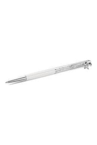 5717136 Crystalline Silk Bollpoint Pen, White, White Locguered Chrome Plated Metalik