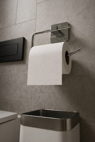Sas Haus Yapışkanlı Krom WC Kağıtlık / Tuvalet Kağıtlık – Deliksiz Montaj, Ergonomik Tasarım KS-001