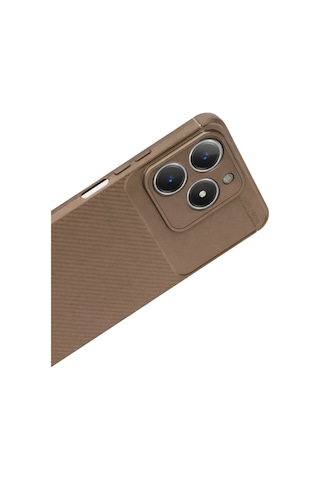 Newface Realme C61 Kılıf Auto Focus Karbon Kapak - Kahverengi