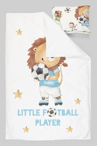 Organik Tek Kişilik Nevresim Takımı 160x220 - Şampiyon Minik Aslan Renkli