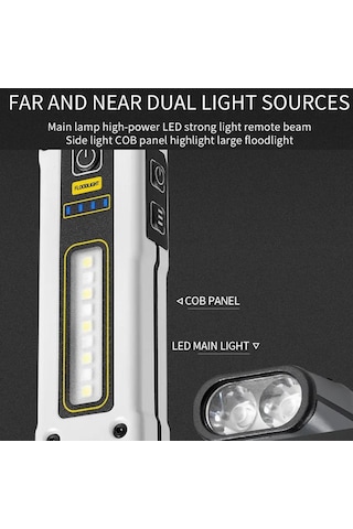 Sones E-smarter Std01 Cob Çalışma Lambası Güç Göstergeli Dış Mekan Acil Durum Onarım Lambası Mıknatıslı Led Mini El Feneri Gri