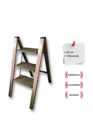 Endokon Katlanır Şık Merdiven Bronz 3 Basamaklı - Alüminyum - Ev - Ofis Merdiveni Katlanır