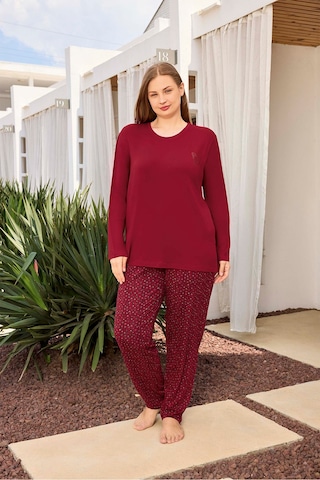 Aydoğan Kadın İnci Büyük Beden Kiraz Kırmızı Pijama Takımı 0496 Kırmızı