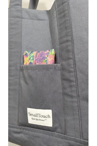 Smalltouch Kadın Kanvas Cırt Kapamalı İçi Astarlı İki Cepli Bez Omuz Çantası Füme