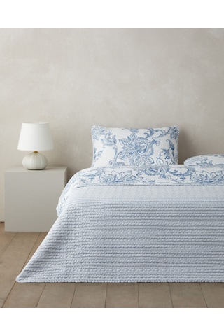Nuit Paisley Çift Kişilik Yatak Örtüsü Takımı 200x220 Cm Mavi