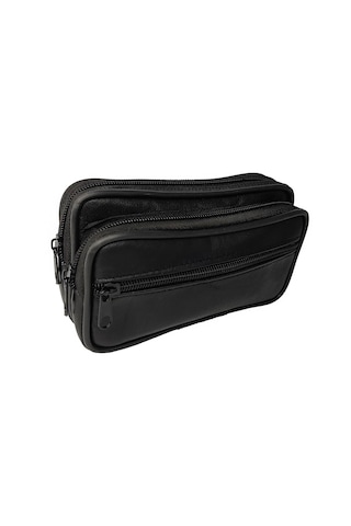 Falconetti Siyah Gerçek Deri Fermuarlı İki Göz Pipo Çantası  Py30