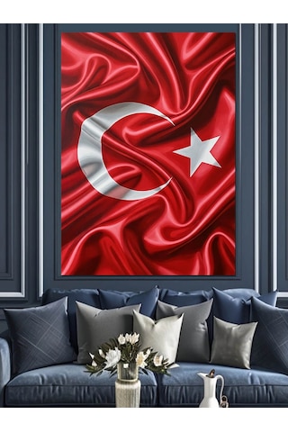 Dalgalanan Türk Bayrağı Resmi Dekoratif Kanvas - Mdf Ahşap Tablo