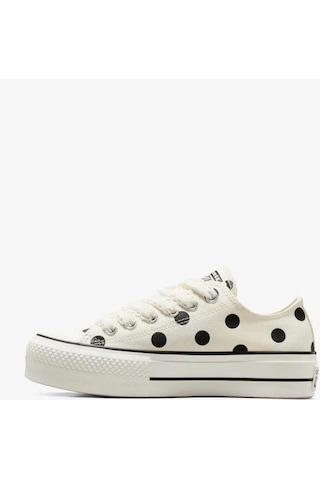 Converse Chuck Taylor All Star Lift Polka Dots Kadın Krem Platform Sneaker-6618 Krem