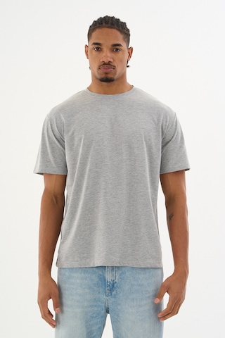 Dechers Erkek %100 Organik Pamuklu Yumuşak Dokulu Comfort Fit Bisiklet Yakalı T-shirt E222 Gri