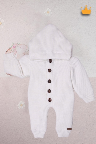 Babyhola Triko İçi Velsoft Kışlık Kalın Kız Erkek Bebek Tulum Gül Kurusu 2809 Krem