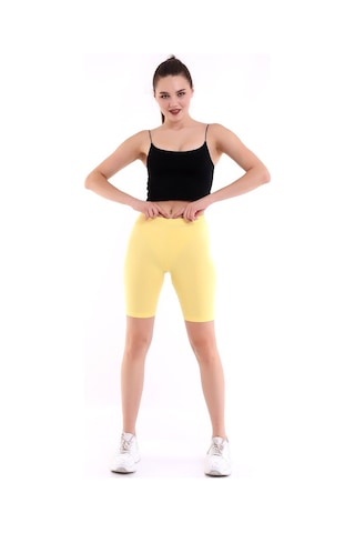 Self Clothing Kadın Sarı Penye Kumaş Yüksek Bel Kısa Tayt Slf1295