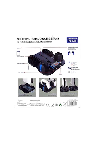 Ps5 Slim Çok İşlevli Soğutucu Stand Siyah