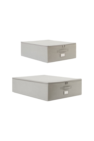 Ocean Home Textile 2'li Gri Balıksırtı Destekli Hurç Set  45 x 55 x 18 + 55 x 70 x 18 cm