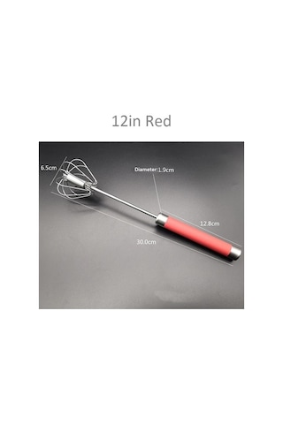 Yasammerkezi 12 Inç Kırmızı Stil 304 Paslanmaz Çelik Yumurta Çırpma Yarı Otomatik Yumurta Çırpıcı Manue Ahşap