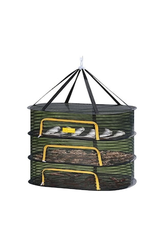Maiyame Üç Katlı 60x40cm Fincan Kuru, Sebze Kurutma Ağı - İnce Teli, Havalandırmalı, Sinek Proof, Katlanabilir, Çok Amaçlı Kurutma Sepeti Siyah