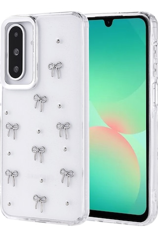 Galaxy A26 Uyumlu Kılıf Airbag Tasarımlı Simli Şeffaf Zore Kutup Kapak - Kiraz Kiraz