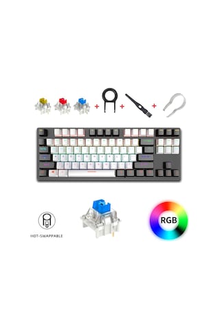 K550 Kablolu Hot-swap Blue Switch Rgb Mekanik Klavye 87 Tuş