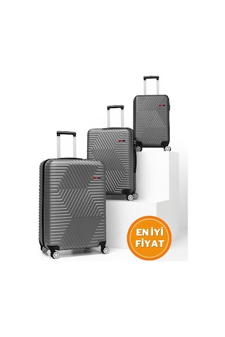 G&d Polo Suitcase Abs 3'lü Koyu Gri Lüx Valiz Seyahat Seti 600.02-set Koyu Gri