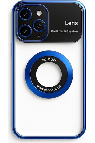 Apple Uyumlu iPhone 15 Pro Max Kılıf Kamera Korumalı Magsafe Colourl Mavi