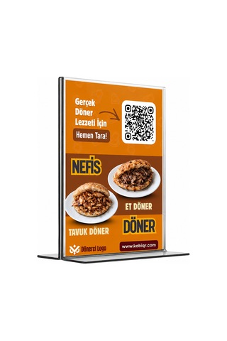 Döner Qr Menü Standı 5 Adet T Tipi A6 10 15 Cm + Qr Menü Yazılımı Beyaz Beyaz