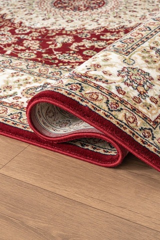 Cotto Home Fesane Fn001j Bordo Pamuk Taban Klasik Çerçeve Desenli Göbekli Salon Oturma Odası Halısı