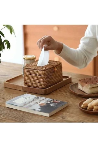 Besthome1 Sarı Renk Ahşap Rattan Peçete Tutucu: Masa Üstü, Organize, Rustik, Dayanıklı Diğer