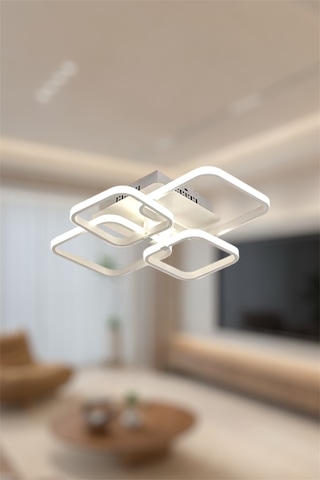 Ey Shop Beyaz 4 Lü Kare Model 3 Renk Led Avize Beyaz