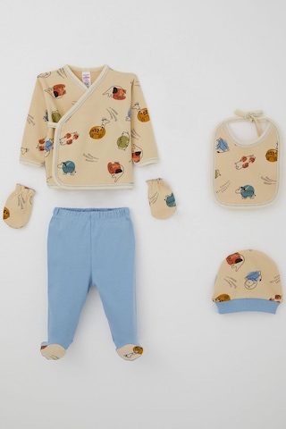 Breeze Erkek Bebek Hastane Çıkışı 5 Li Sevimli Hayvancıklar Desenli 0-3 Ay, Bej Bej