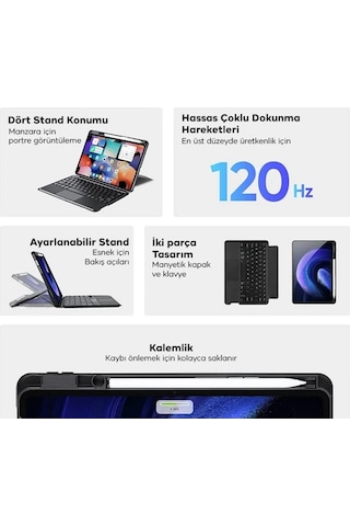 Dux Ducıs Samsung Uyumlu Galaxy Tab S9 + Ayrılabilir Bluetooth Klavye Touchpad Pu Deri Kılıf- 5775 Arka Kapak