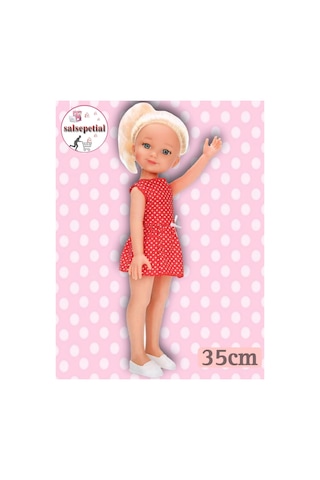 Büyük Boy Et Bebek 35cm Mina Kırmızı Puantiyeli Elbiseli Bebek Gerçekçi Mina Model Bebek 35cm