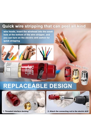 Alüminyum Alaşımlı Elektrik Teli Soyucu Kablo Soyma Aleti Elektrikçiler İçin Çeşitli Elektrikli Matkaplarla Uyumlu Pratik Dönme Soyma Aracı