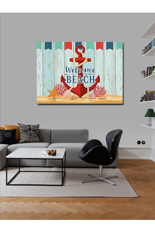 Kanvas Tablo Plaja Hoş Geldiniz 100cmx140cm